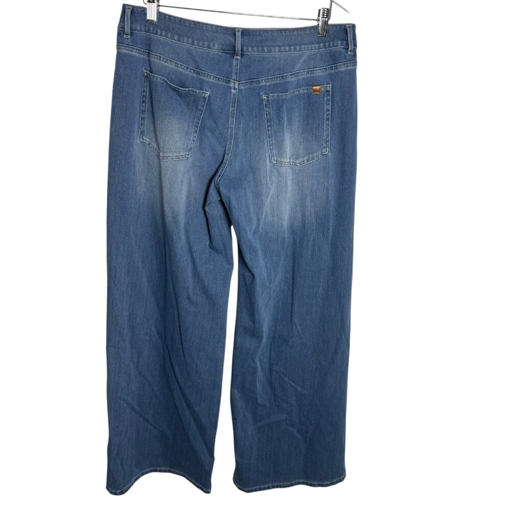 Halara Flex Asymmetric Wide Leg womens jeans Large Blue denim - Picture 4 of 8
